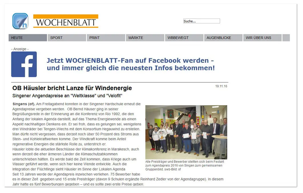Singener Angendapreise an "Weltklasse" und "Velofit"